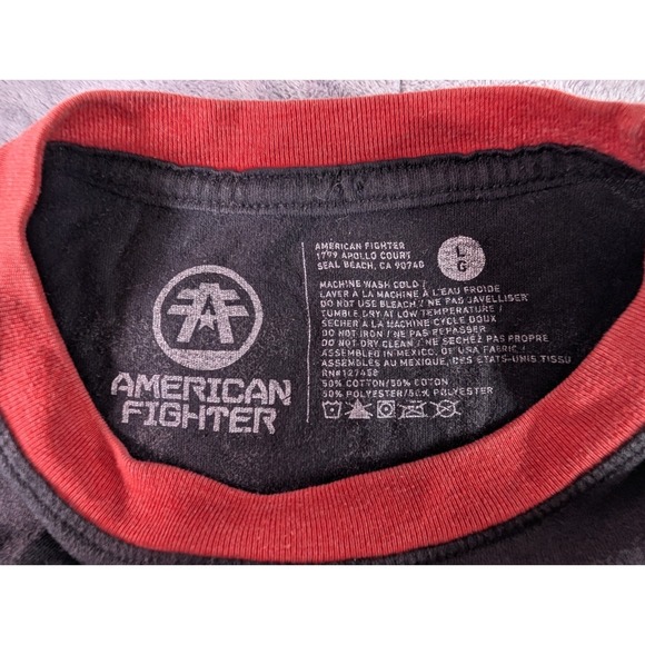 American Fighter Men's T-Shirt Double Sided Thin Black & Red Tee in Large - Picture 5 of 9